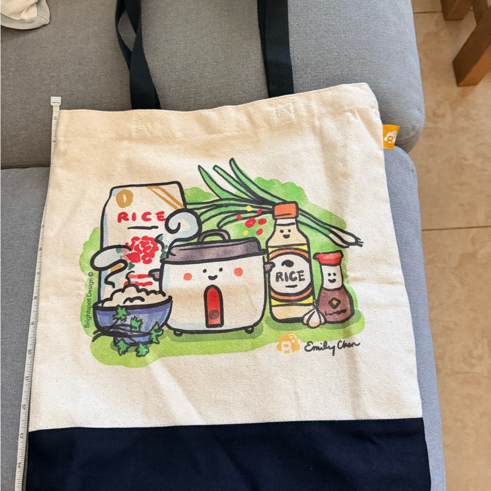Cute Canvas Tote Bag With Rice Cooker Design. Brightspotdesign.Com Emily Chan